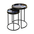Set of 2 Olin Nesting Tables Black Blue and Yellow