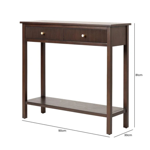 Lindon 2 Drawer Console Table Walnut Brown