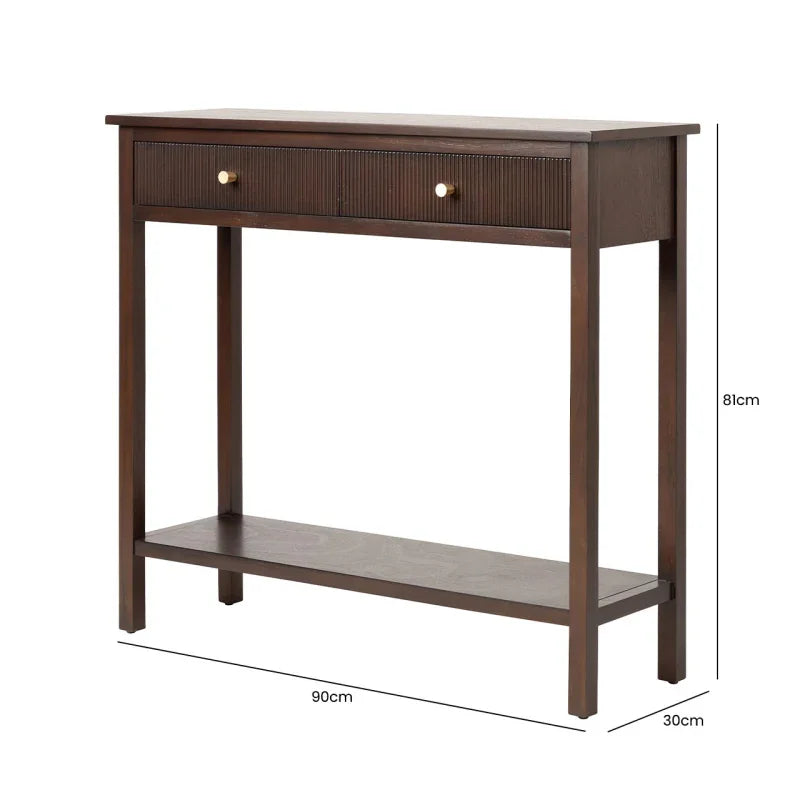 Lindon 2 Drawer Console Table Walnut Brown