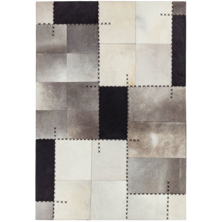 Xylo Hand Sewn Cowhide Mono Cross Stitch Rug - Image 1