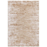 Beige distressed area rug with abstract pattern in a rectangular shape