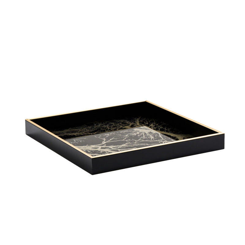 Black & Gold Metal Coffee Table with Tray