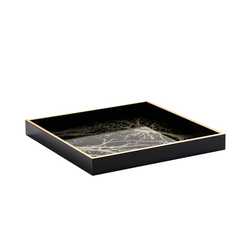 Black & Gold Metal Coffee Table with Tray