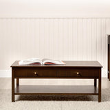 Lindon 2 Drawer Coffee Table Walnut Brown with Gold Handles