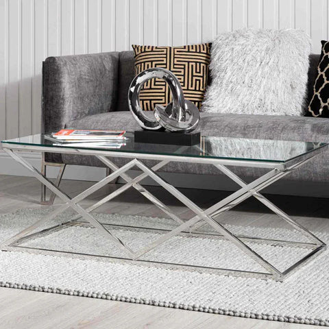Imperia Stainless Steel Coffee Table Glass Top