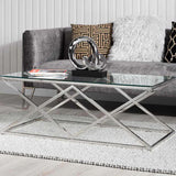 Imperia Stainless Steel Coffee Table Glass Top