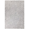 Grey abstract pattern area rug with textured surface and modern design