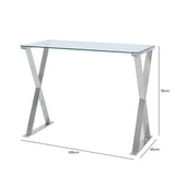 Taylor Stainless Steel Desk with Clear Glass Top - DSP