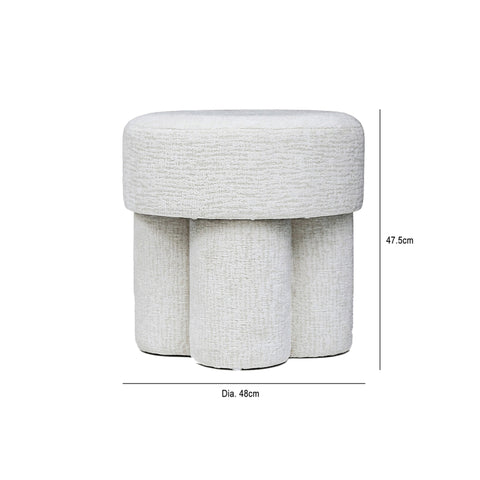 47.5cm Ivory Chenille Round Stool