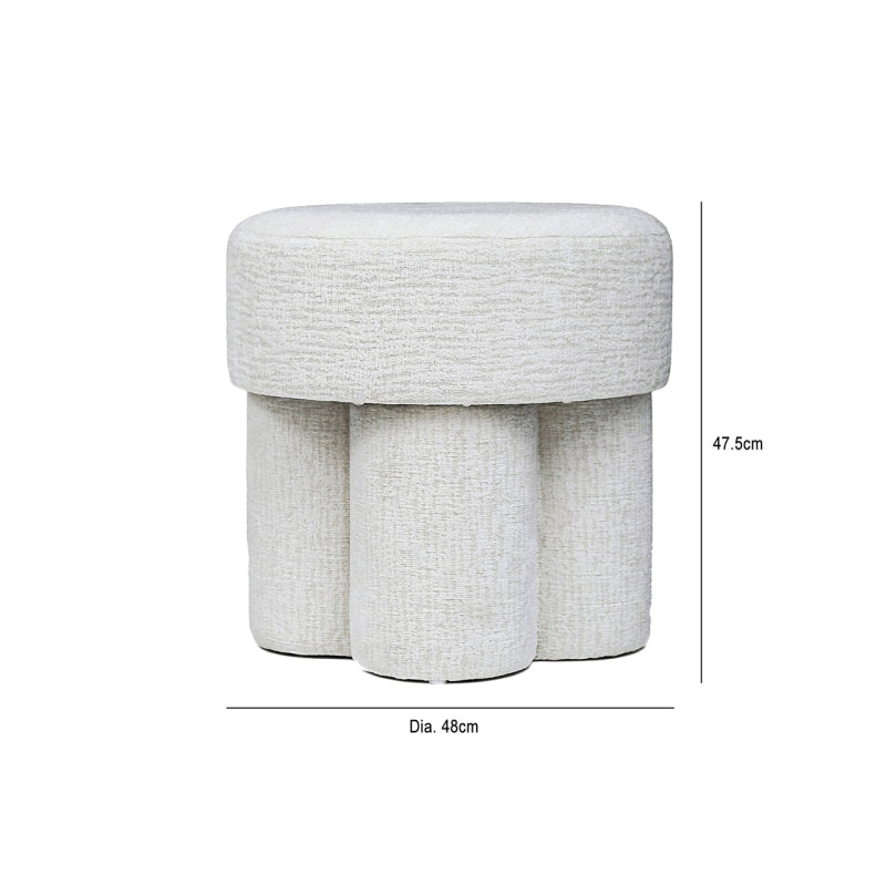 47.5cm Ivory Chenille Round Stool