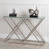 Imperia Stainless Steel Console Table Glass Top