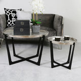 Set Of 2 Rohan Nesting Tables Black with Nickel Tops