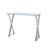 Taylor Stainless Steel Desk with Clear Glass Top