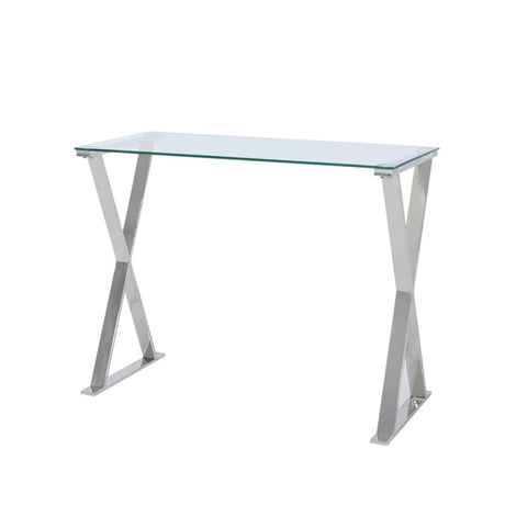 Taylor Stainless Steel Desk with Clear Glass Top