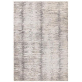 Beige and grey abstract area rug with textured linear pattern, rectangular shape