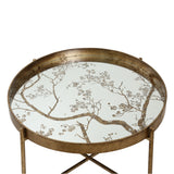 40cm Antique Gold and Mirror Top Coffee Table