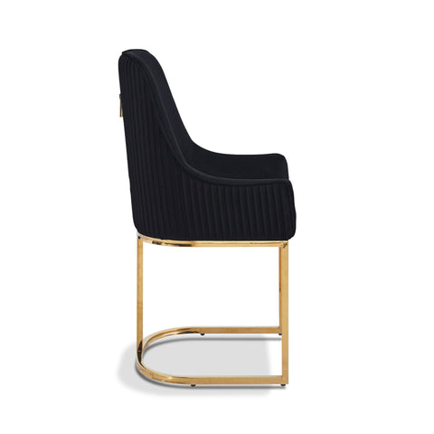 Eris Black Velvet Dining Chair with Gold Legs