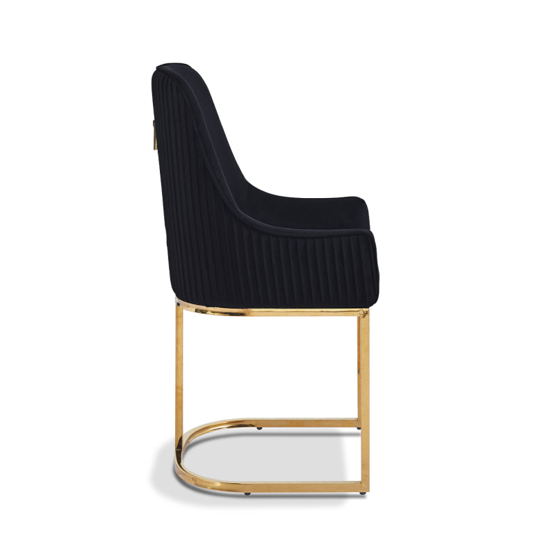 Eris Black Velvet Dining Chair with Gold Legs