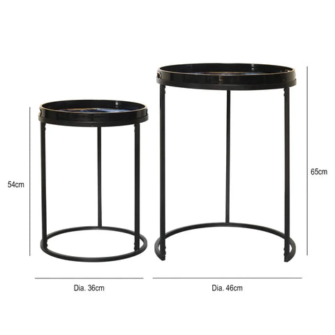 Set of 2 Olin Nesting Tables Black Blue and Yellow