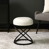 46cm White Boucle Rizzo Stool with Black Legs