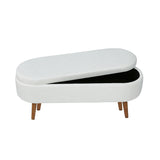 45.5cm White Boucle Storage Bench in Wooden Legs