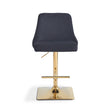 Eris Black Velvet Bar Stool with Gold Legs