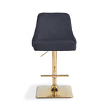 Eris Black Velvet Bar Stool with Gold Legs