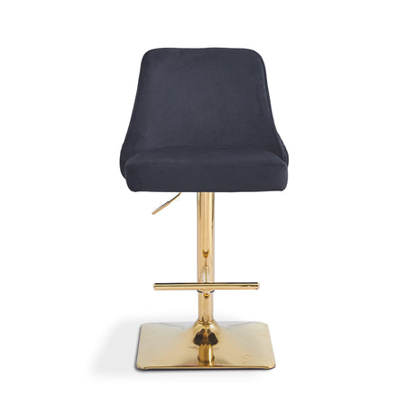 Eris Black Velvet Bar Stool with Gold Legs