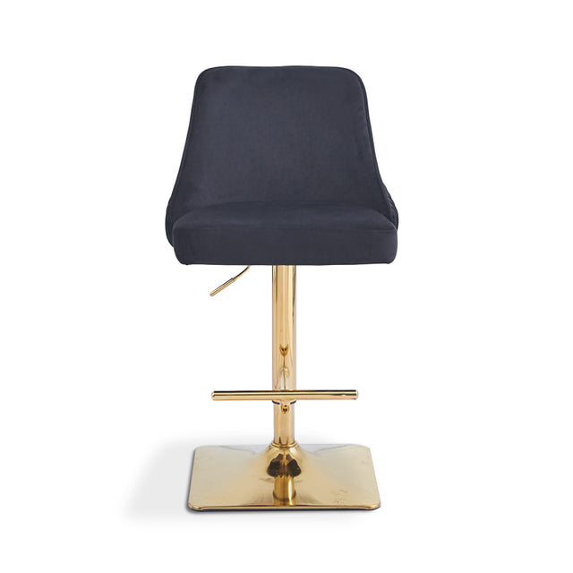 Eris Black Velvet Bar Stool with Gold Legs