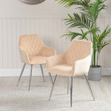 Quinn Dining Chair Champagne Velvet with Chrome Legs