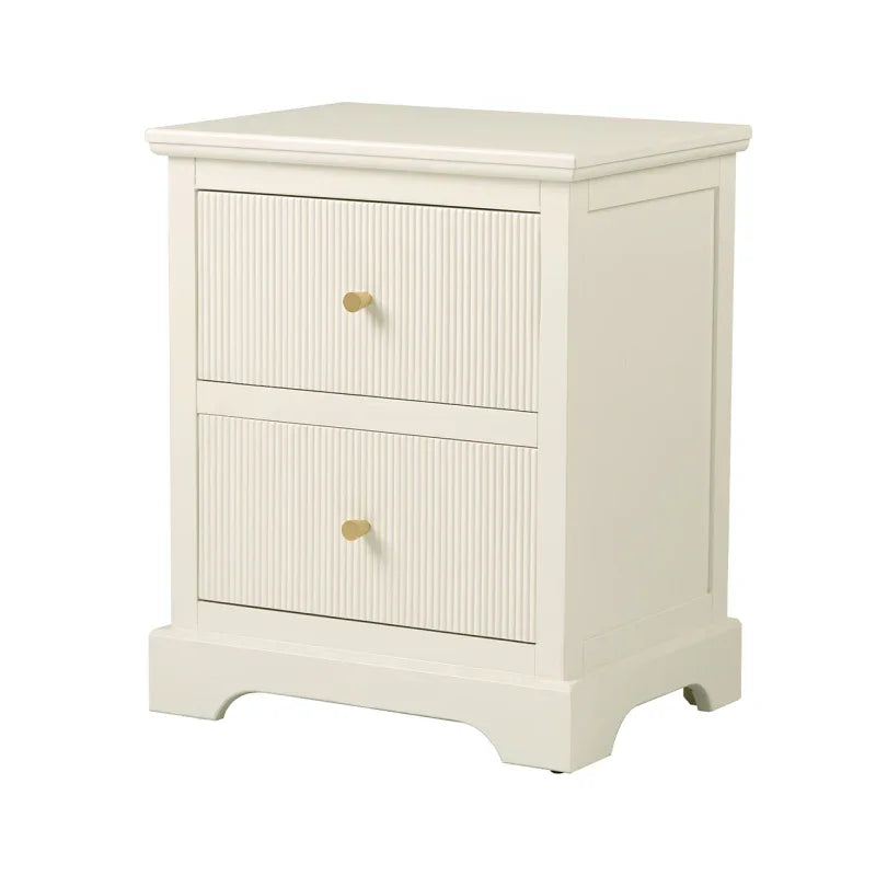 Lindon 2 Drawer Bedside Cabinet White with Gold Handles