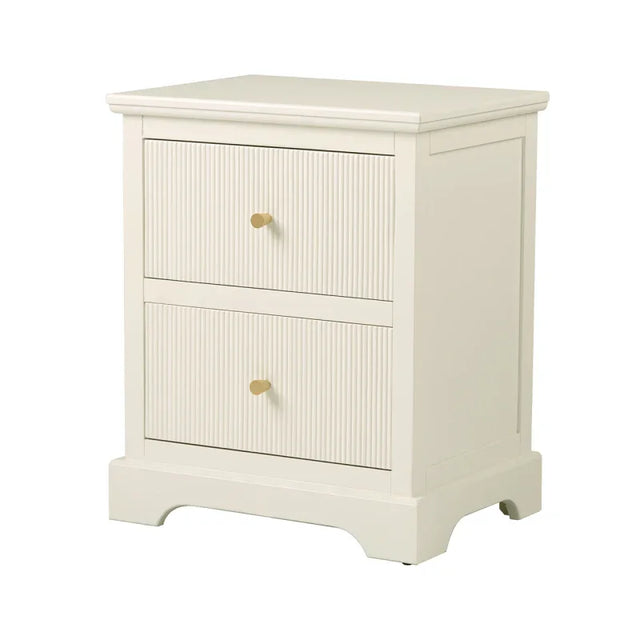 Lindon 2 Drawer Bedside Cabinet White with Gold Handles