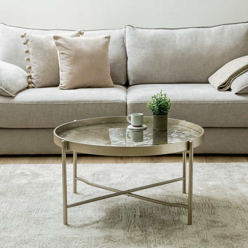 40cm Champagne Coffee Table with Leaves Design KD Legs