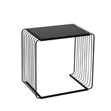 Set of 2 Black Metal with Black Glass Top Nesting Table