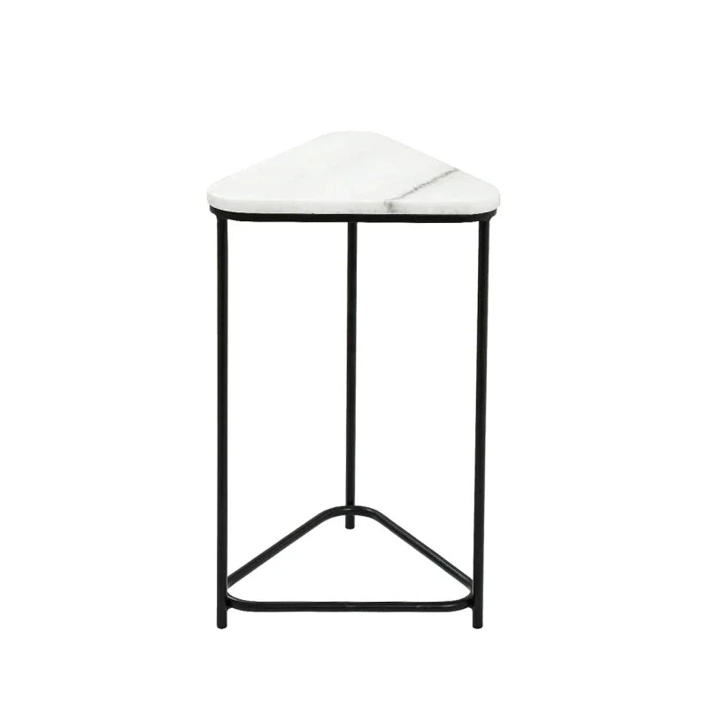 Set of 2 Black Metal Nesting Table with White Marble Top