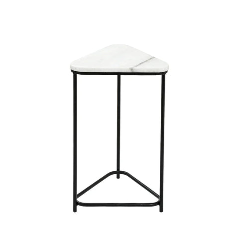 Set of 2 Black Metal Nesting Table with White Marble Top