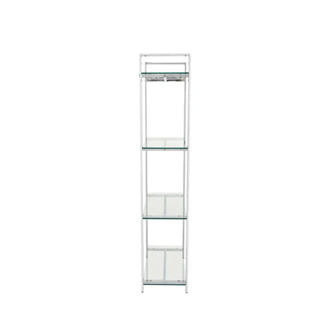 Harry 160cm Chrome & Clear Glass 4-Tier Display Unit - KD