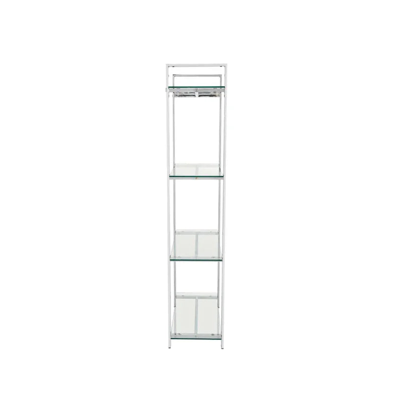 Harry 160cm Chrome & Clear Glass 4-Tier Display Unit - KD