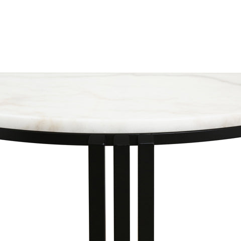 74cm Black Metal Console Table with White Marble Top