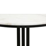 74cm Black Metal Console Table with White Marble Top