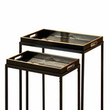 Set of 2 Antique Gold Leaves Nesting Table