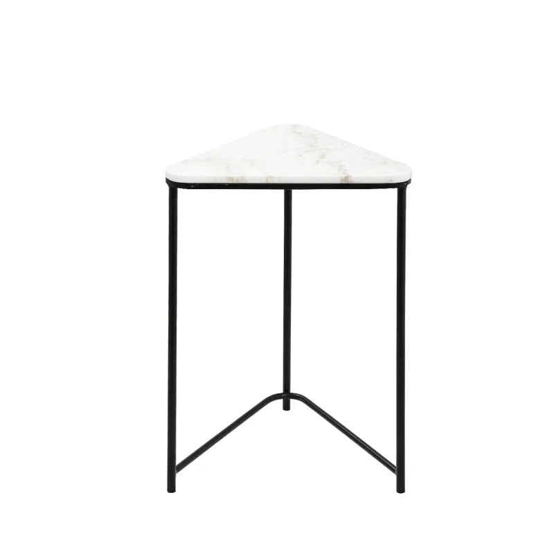 Set of 2 Black Metal Nesting Table with White Marble Top