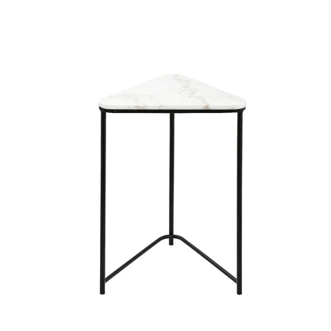 Set of 2 Black Metal Nesting Table with White Marble Top