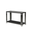 Cohen Black Gunmetal Steel Tubes and Smoke Glass Top Console Table