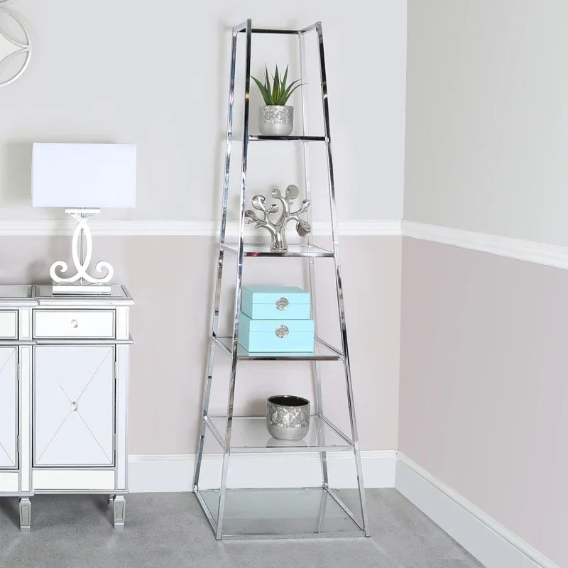 Logan Steel & Clear Glass 5-Tier Ladder Display Unit