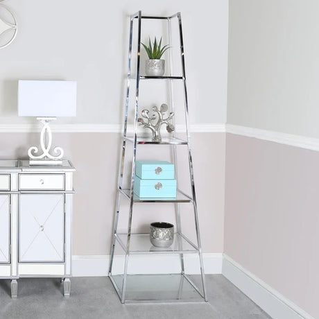 Logan Steel & Clear Glass 5-Tier Ladder Display Unit
