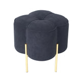 Black Velvet Clover Ottoman with Gold Legs