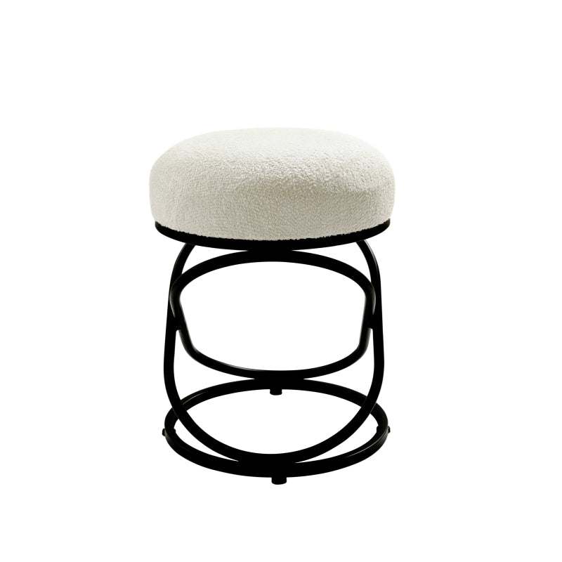 46cm White Boucle Rizzo Stool with Black Legs