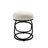 46cm White Boucle Rizzo Stool with Black Legs