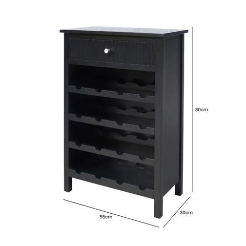 Lindon Black 1-Drawer Wine Rack Storage Cabinet